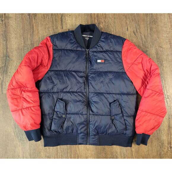Tommy Hilfiger Sport Puffer Jacket Mens Size Large Quilted Blue Red Primaloft - Picture 1 of 7